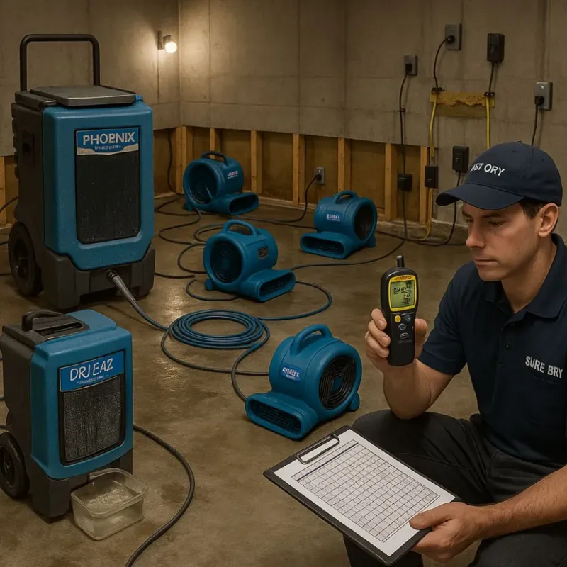 Structural Drying and Dehumidification process in Shell Valley, ND